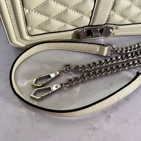 Rebecca Minkoff Quilted Love Crossbody Bag in “Honeydew” Green, Chain Strap, EUC - Picture 6 of 10